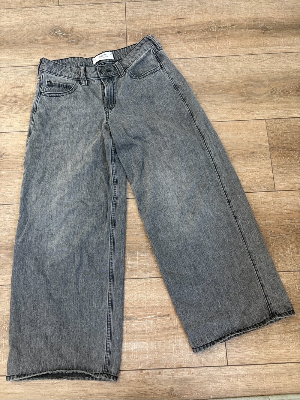 Hollister Low Rise Super Baggy Jeans W28 Gray Y2K